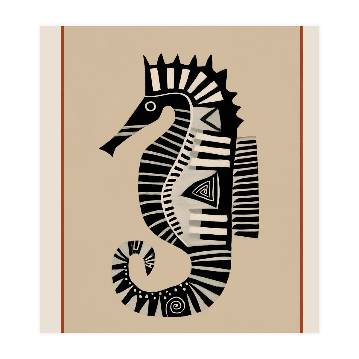 Striped Seahorse II (Print Only)