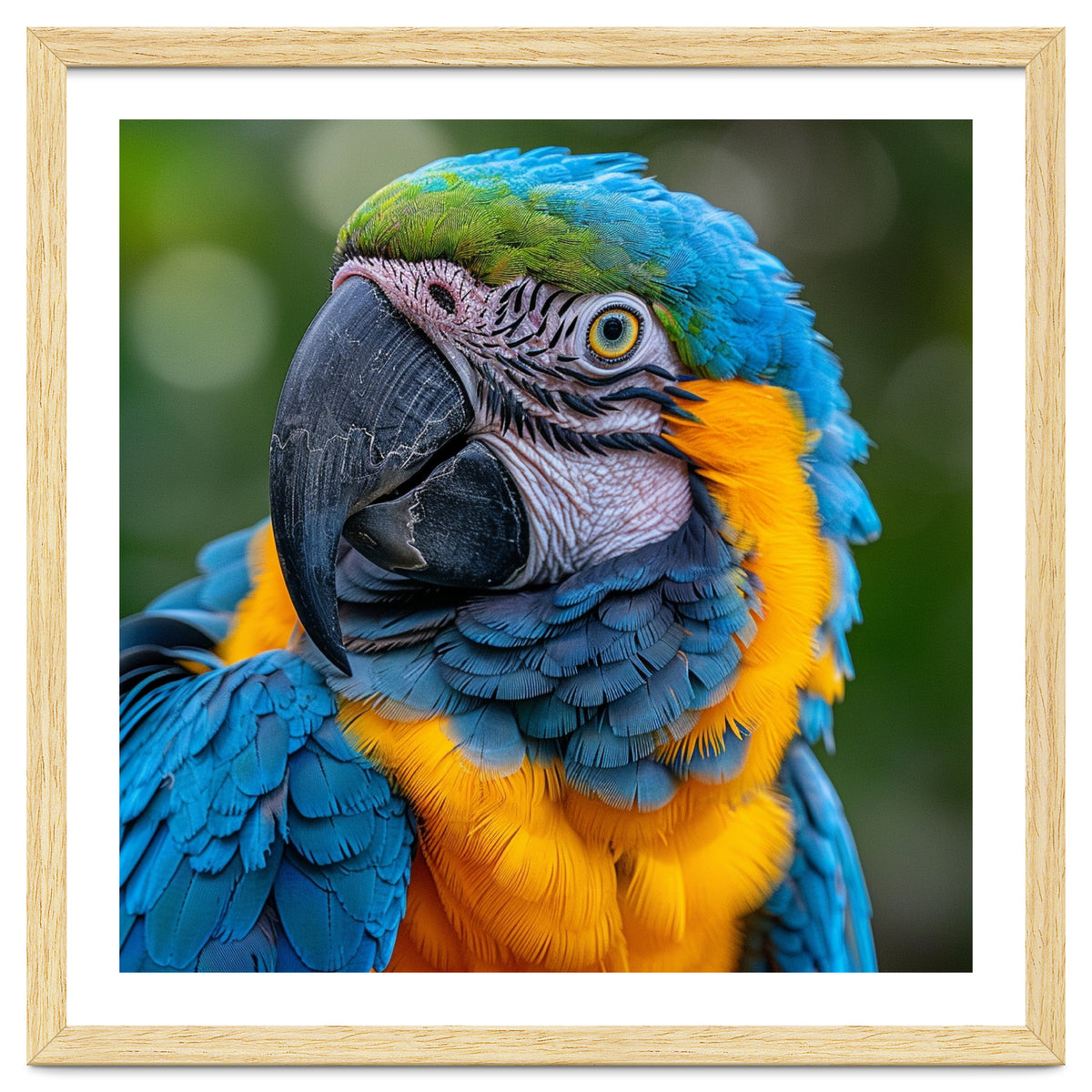 Close Up Blue And Yellow Macaw Parrot Face