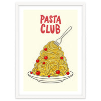 Pasta Club Illustration, Spaghetti and Tomatoes Art Print for Kitchen Wall Decor