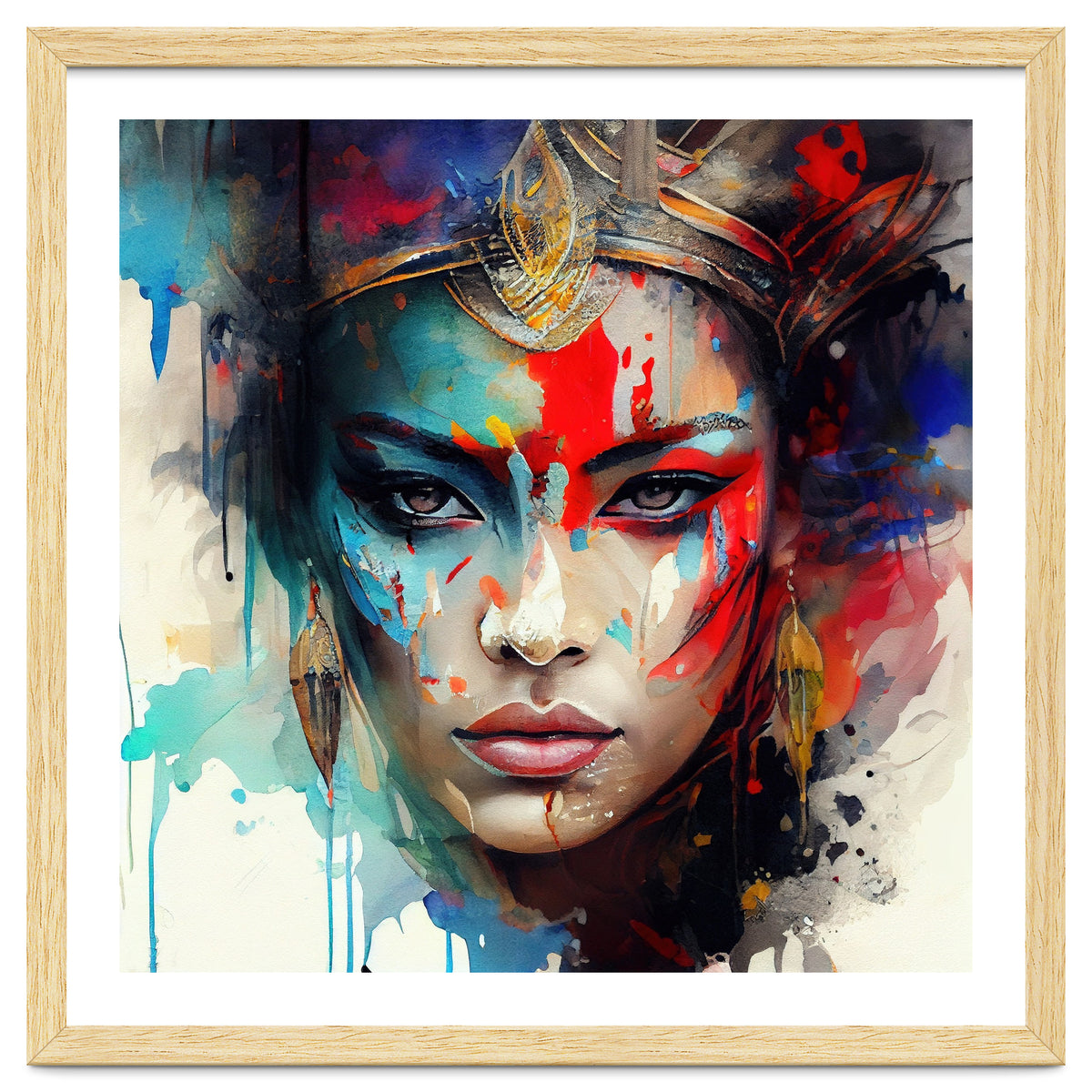 Crowned Mask Asian Warrior Portrait