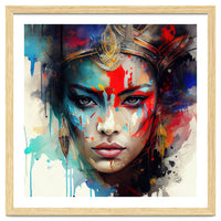 Crowned Mask Asian Warrior Portrait