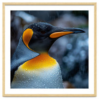 Close Up Of King Penguin In The Rain