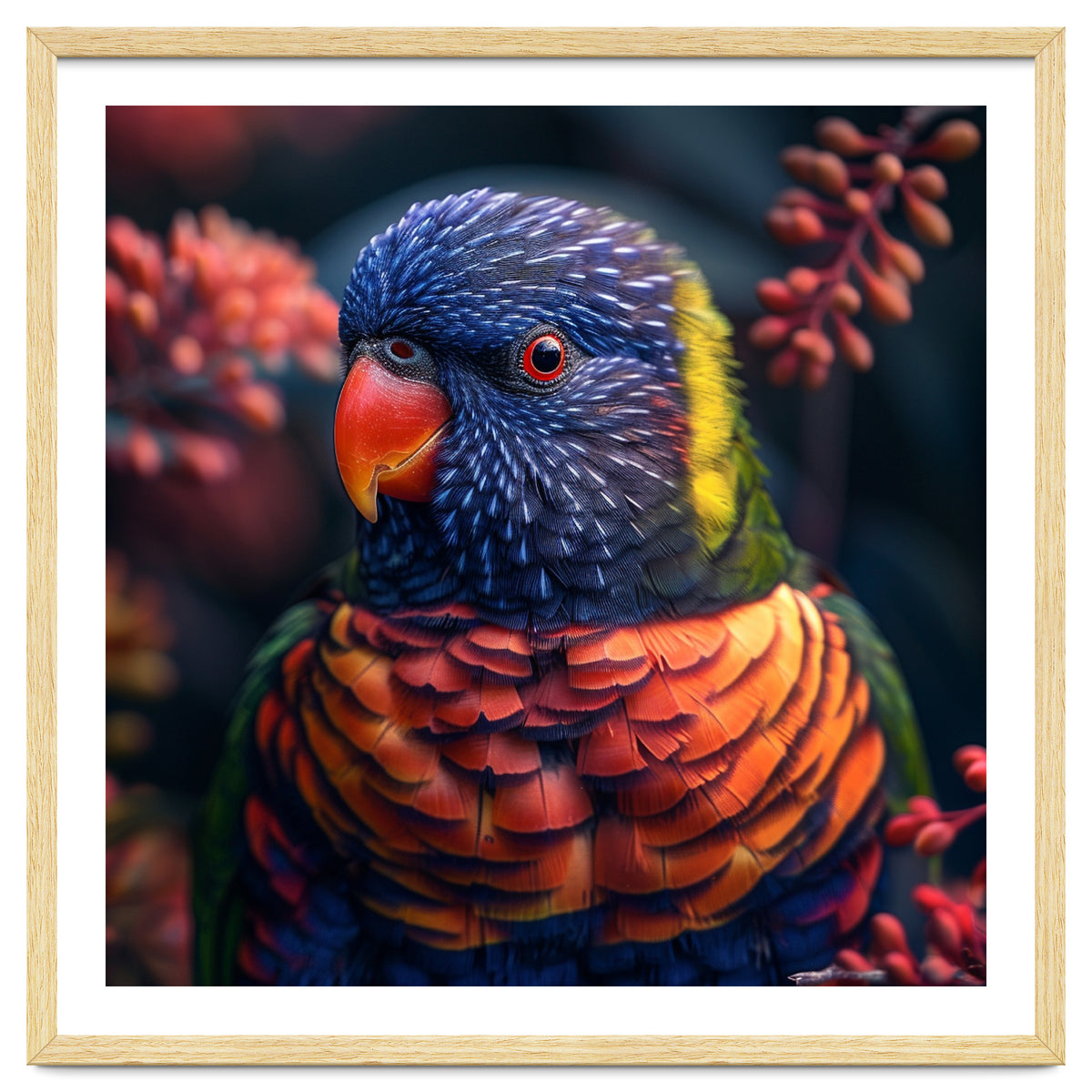Vibrant Rainbow Lorikeet Parrot Close Up Portrait
