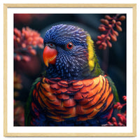 Vibrant Rainbow Lorikeet Parrot Close Up Portrait