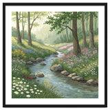 Vibrant Forest Stream Watercolor Painting thumbnail