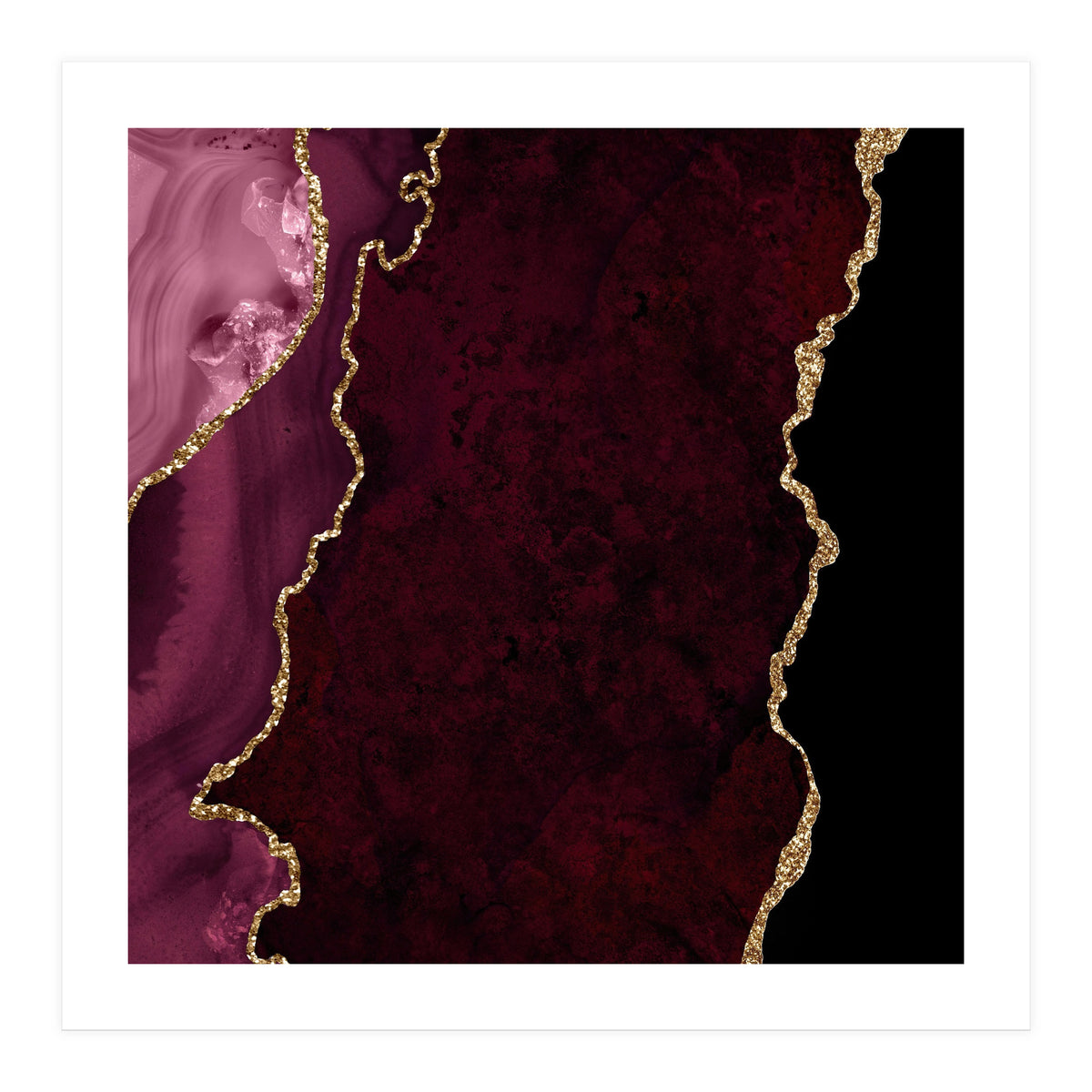 Burgundy & Gold Agate Texture 15  (Print Only)
