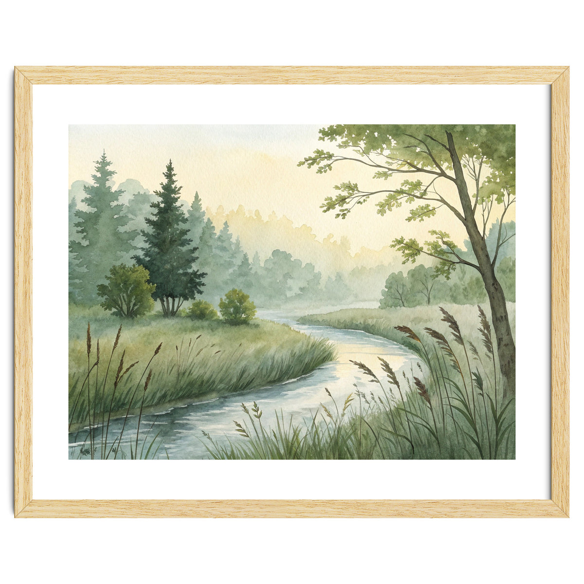 Misty Morning Riverbank: A Woodland Sanctuary