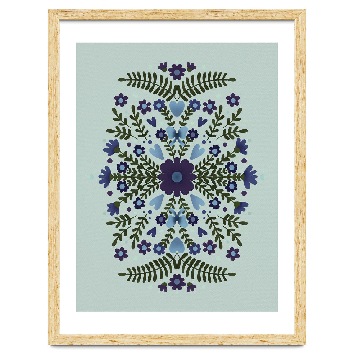 Flowers And Bows Blue And Green