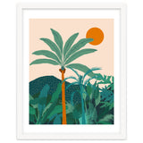 Palm Vibes, Tropical Vintage Botanical Nature, Illustration Mountains Landscape Adventure, Pastel Plants Wild Jungle Boho Forest thumbnail