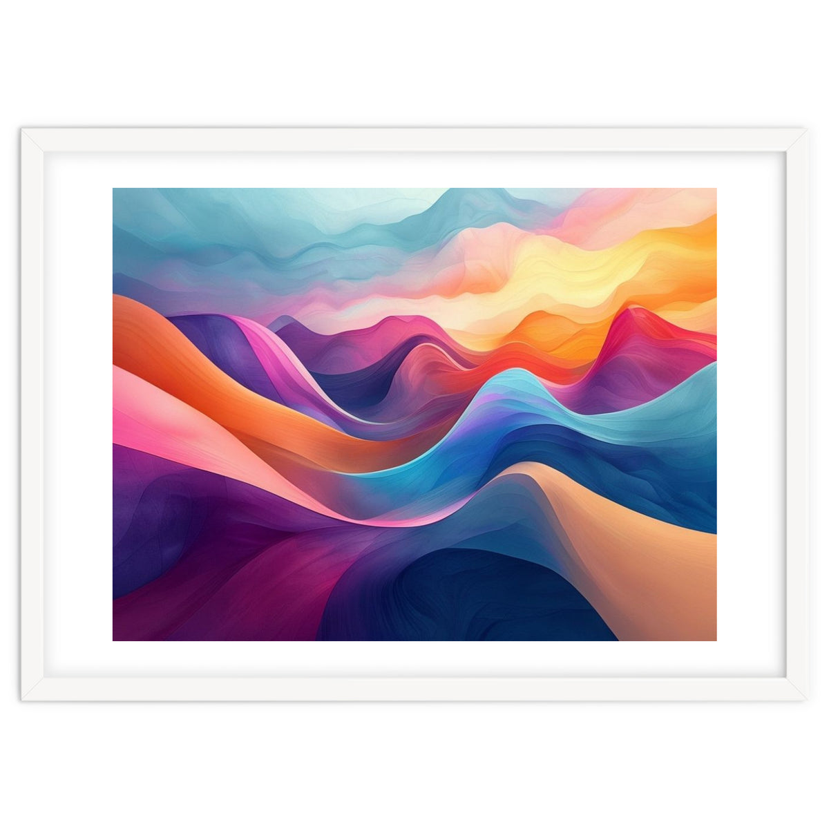 Vibrant Abstract Flowing Peaks Art