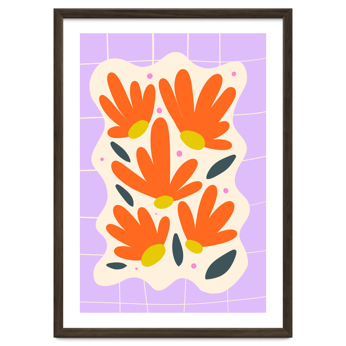 Modern Grid Floral Violet