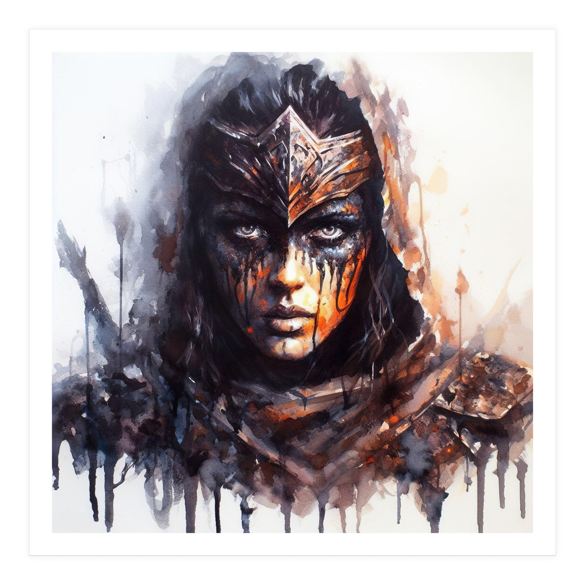 Armored Medieval Warrior Woman (Print Only)