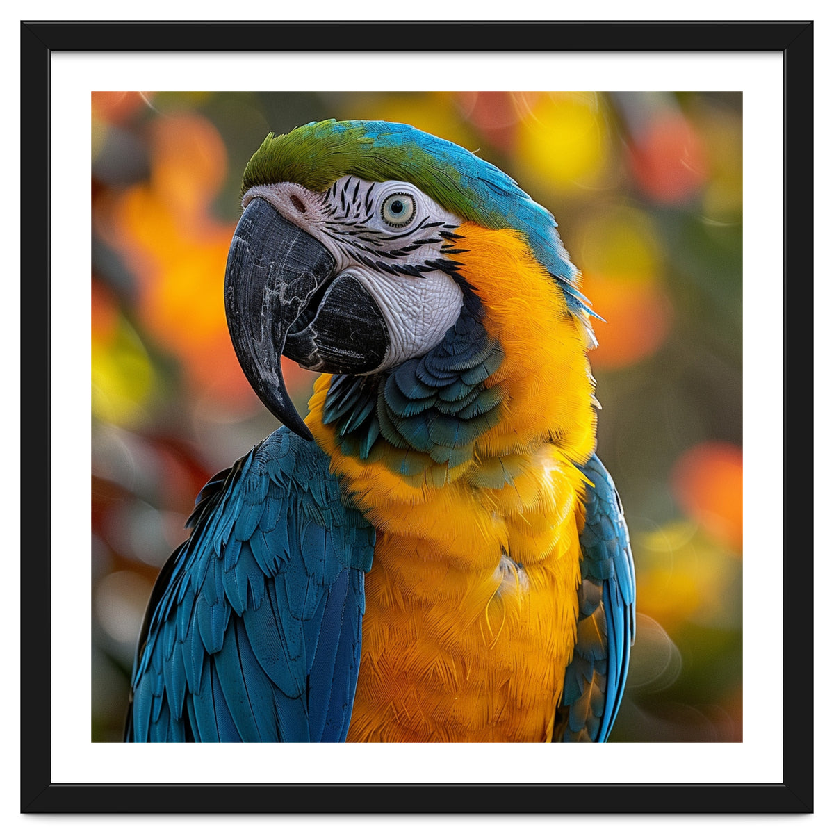 Blue And Gold Macaw Parrot Close Up Portrait