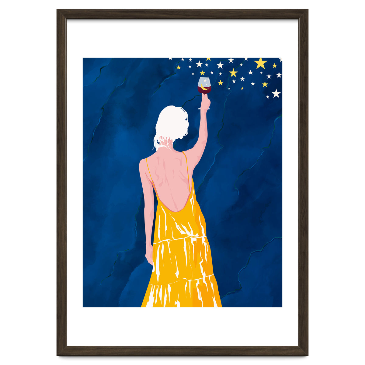 Pour Me Some Magic, Moon Stars Night Sky, Bohemian Woman Positivity Hope Miracle, Wine Holidays New Years Eclectic Gifts