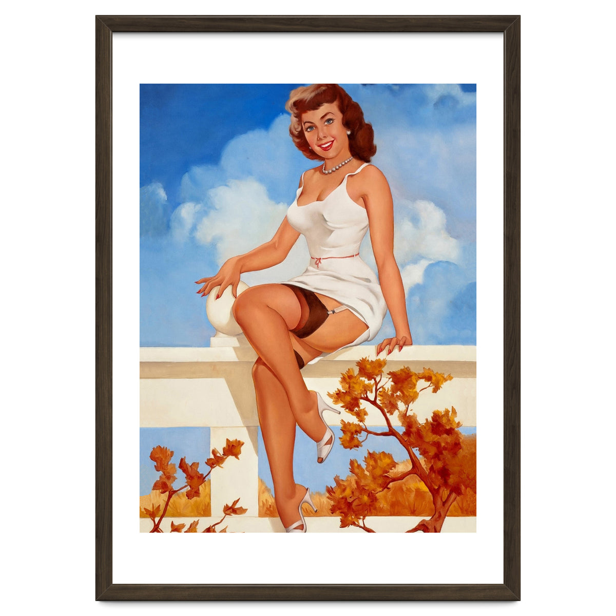 Beautiful Pinup Girl Posing On A Fence