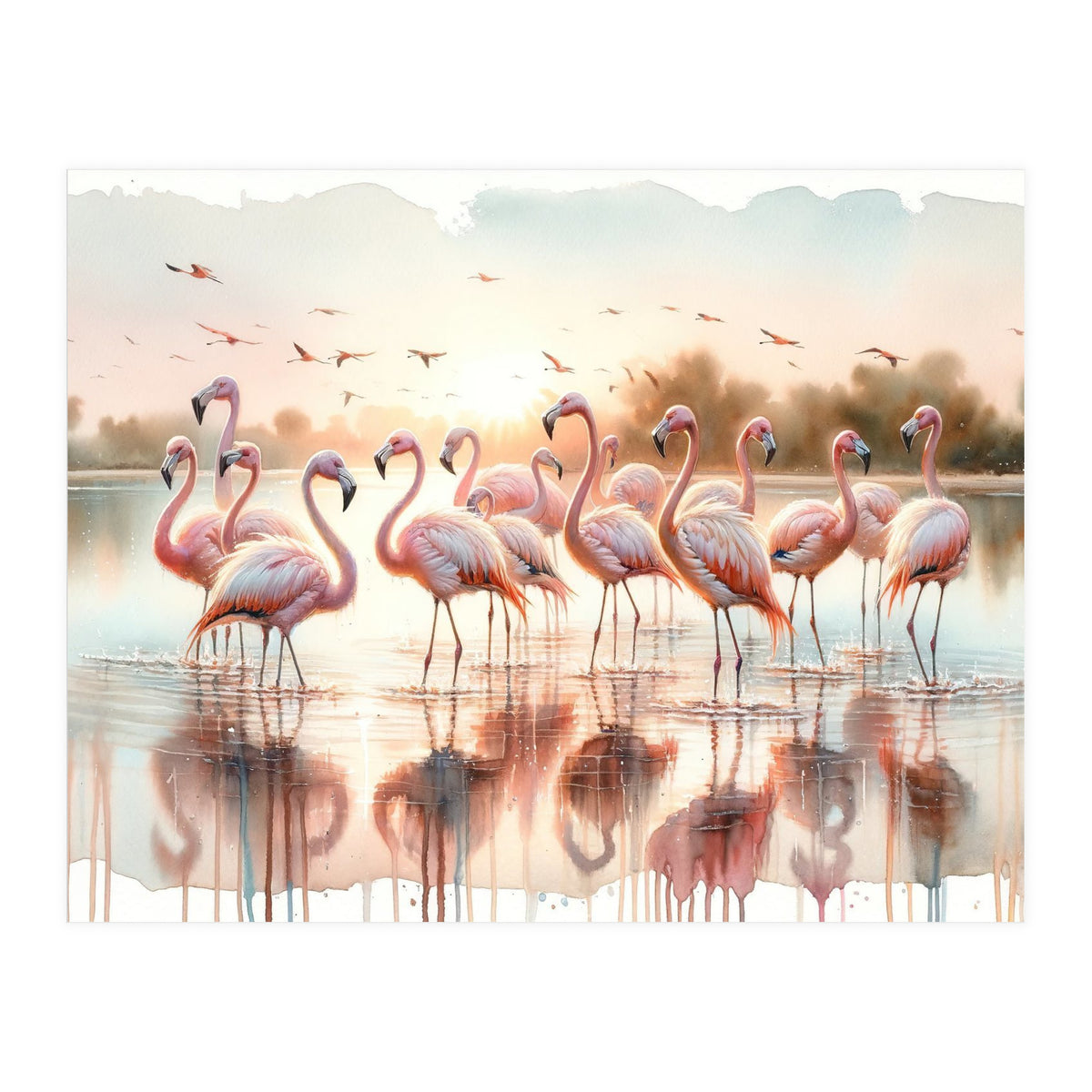 Serene Flamingo Sunrise (Print Only)