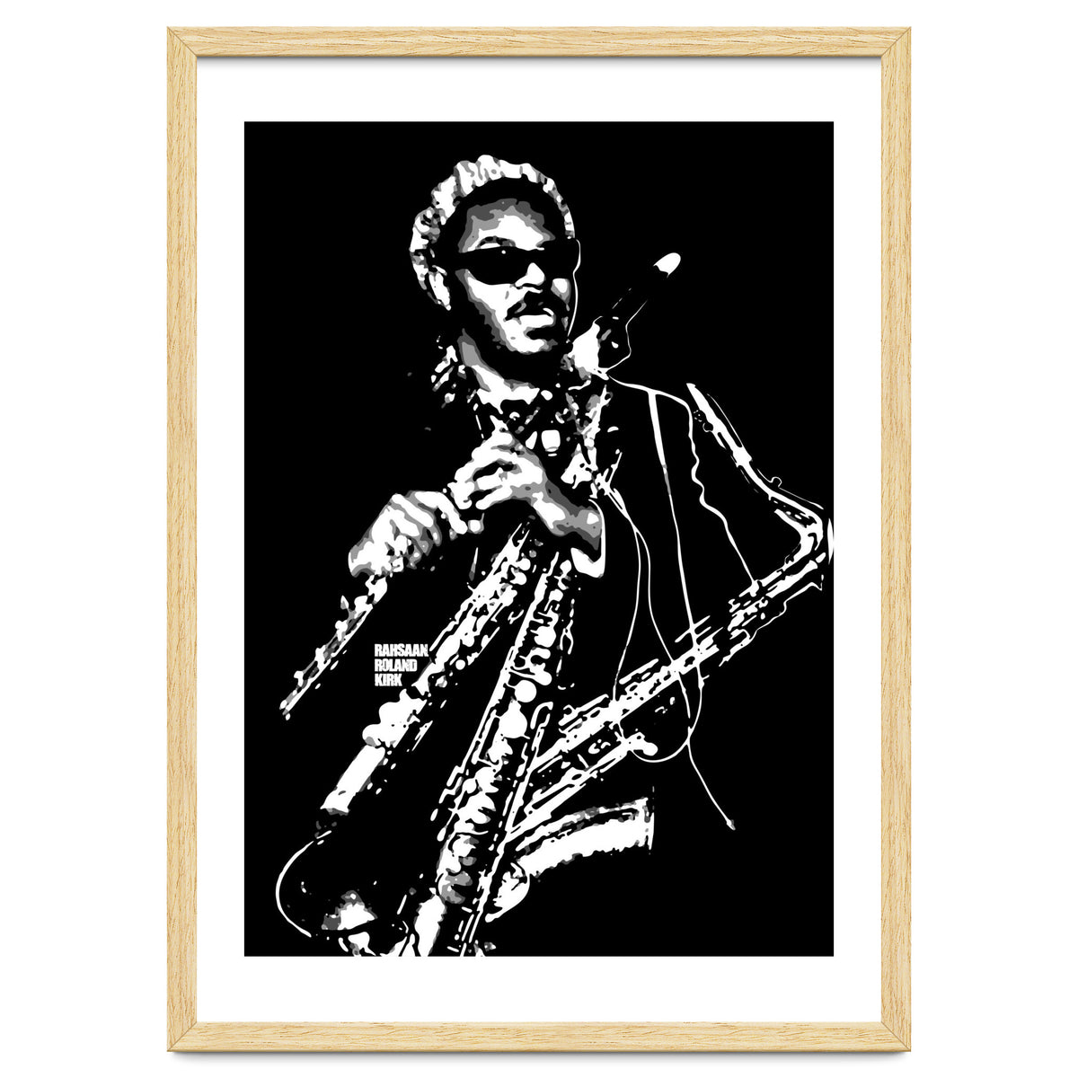 Rahsaan Roland Kirk American Jazz Multi-Instrumentalist in Grayscale