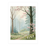 Enchanted Spring Woodland Path with Blooming Cherry Blossoms and Misty Pastel Forest Atmosphere (Print Only) thumbnail