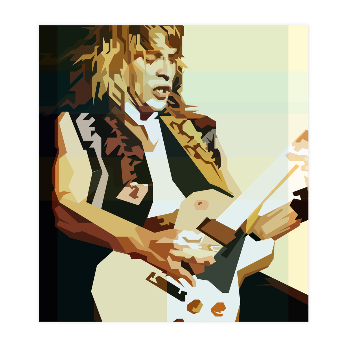 Randy Rhoads Metal Guitarist Retro Illustration (Print Only)