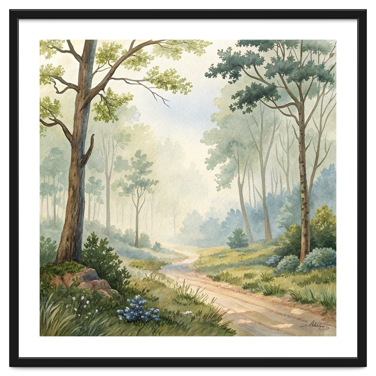 Atmospheric Forest Watercolor Painting