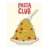 Pasta Club Illustration, Spaghetti and Tomatoes Art Print for Kitchen Wall Decor (Print Only)