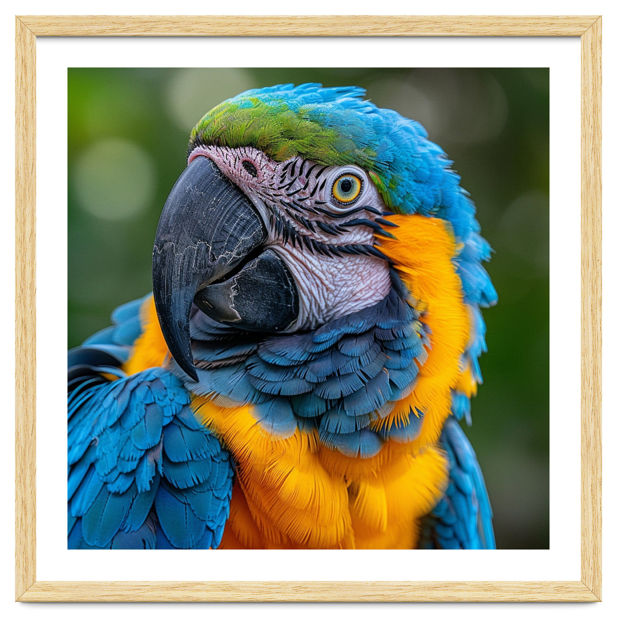 Close Up Blue And Yellow Macaw Parrot Face
