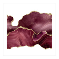 Burgundy & Gold Glitter Agate Texture 08  (Print Only)