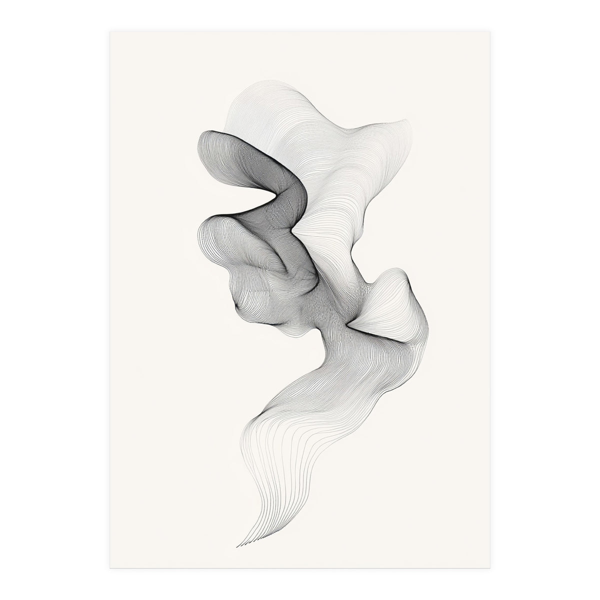 Abstract Black And White Swirling Lines Flowing Form (Print Only)