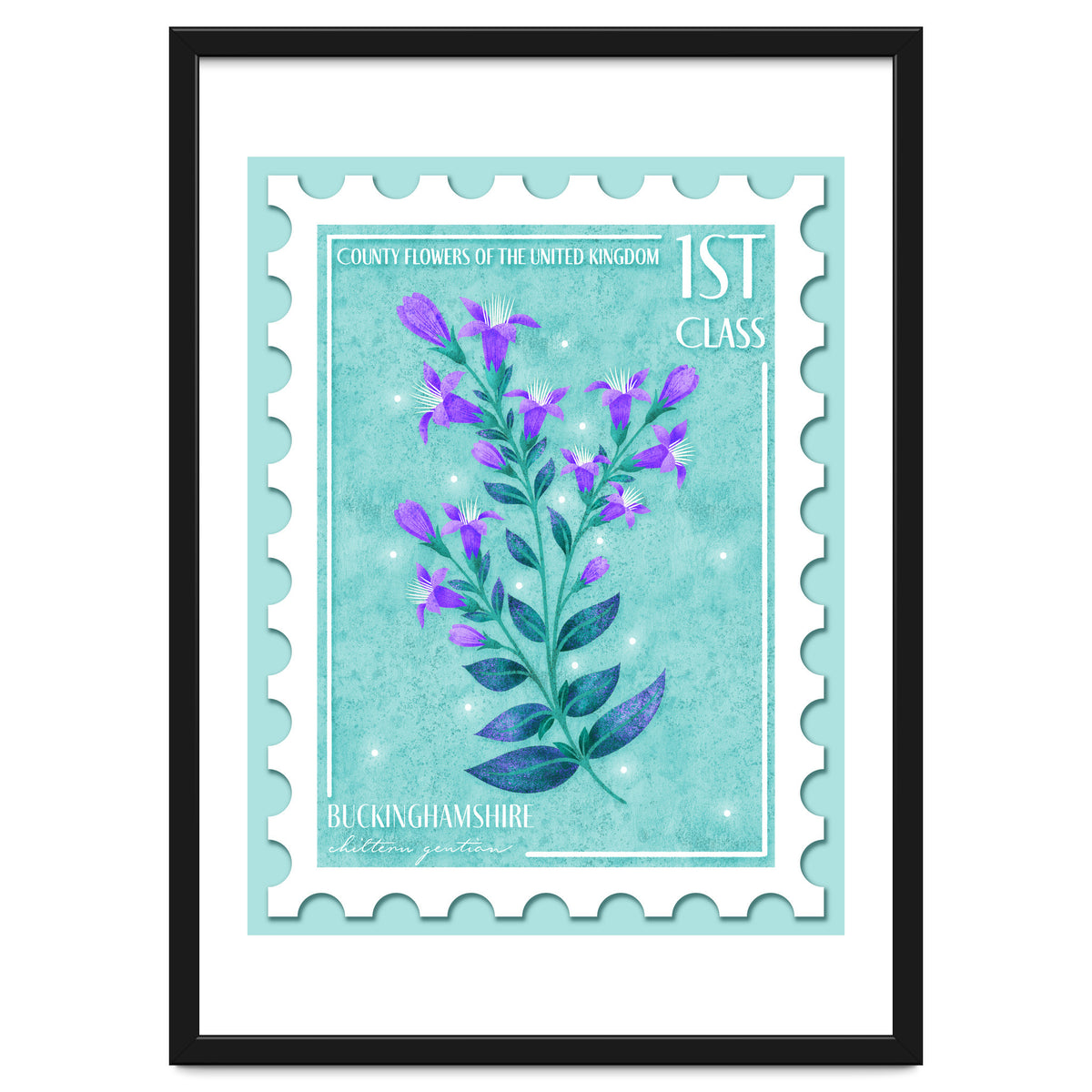 The Buckinghamshire Chiltern Gentian Postage Stamp