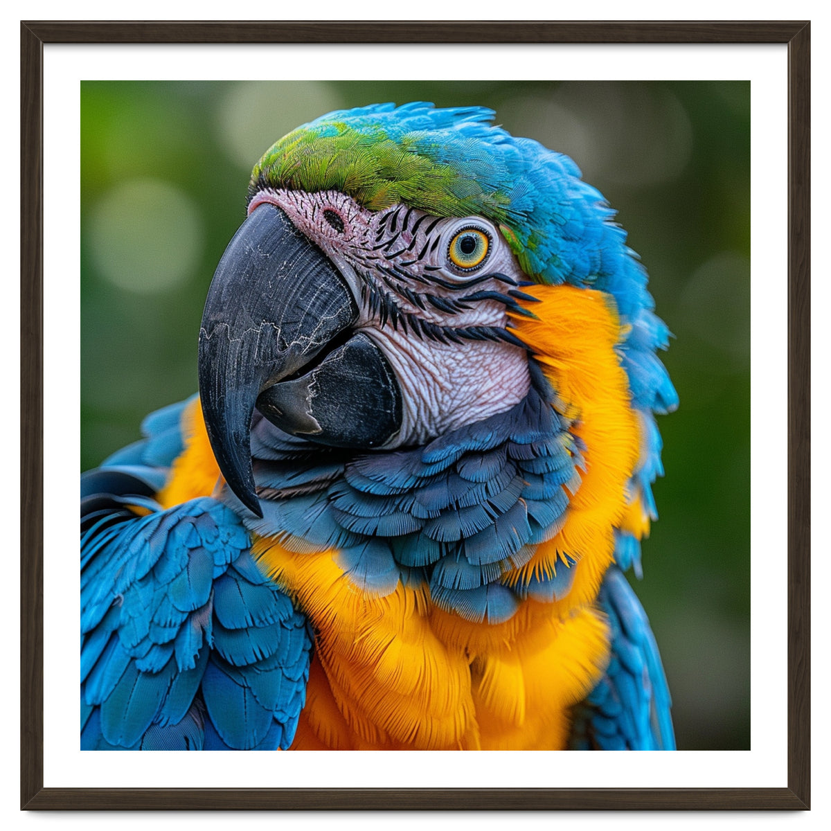 Close Up Blue And Yellow Macaw Parrot Face