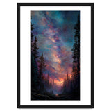 Magical Milky Way Night Sky over Pine Forest Silhouette Art thumbnail