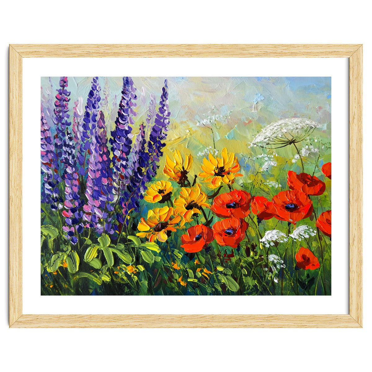 Radiant Summer Wildflower Meadow Oil Painting