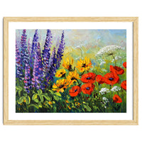 Radiant Summer Wildflower Meadow Oil Painting