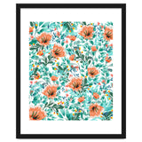 Tangerine Dreams, Orange & Mint Botanical Jungle Watercolor Painting, Colorful Plants Floral Summer thumbnail