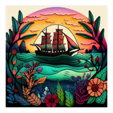 Folk Sunset Sailing Ship (Print Only) thumbnail