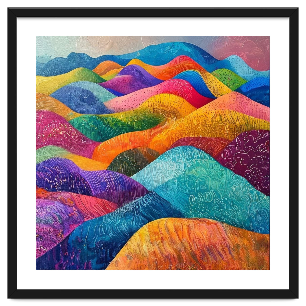 Vibrant Rainbow Rolling Hills Landscape