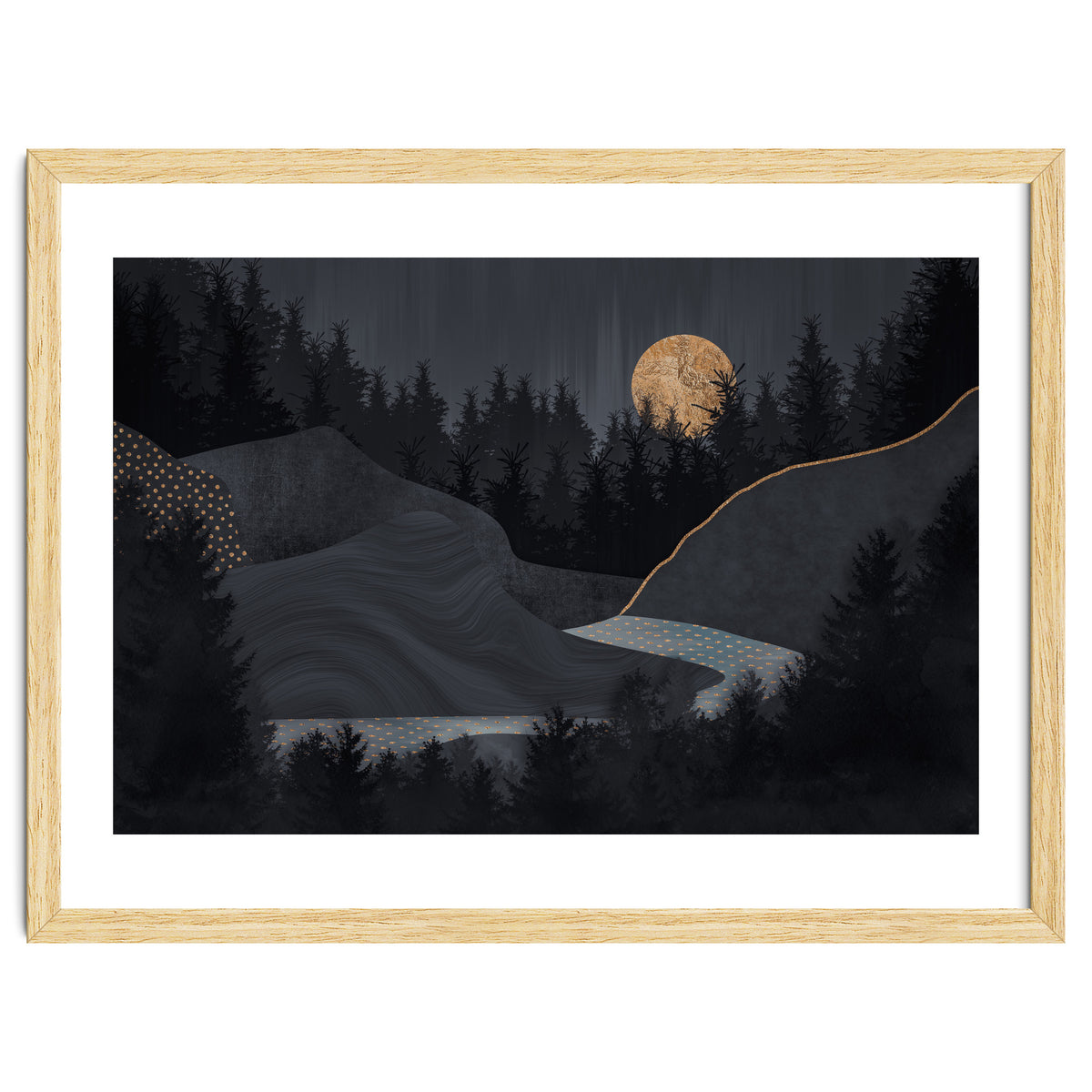 Abstract Landscape Midnight Moon