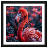 Vibrant Flamingo Portrait With Tropical Foliage thumbnail