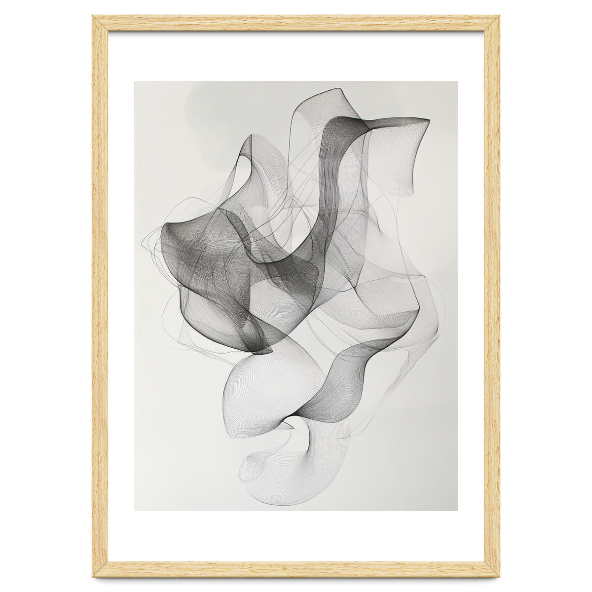 Abstract Black And White Swirling Lines Art