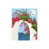 Bougainvillea Arch, Greece Santorini Architecture Travel, Summer Botanical Nature Bohemian, Eclectic Boho (Print Only) thumbnail