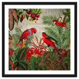 Vintage Rainforest With Tropical Red Parrots thumbnail