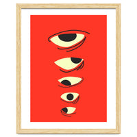 Abstract Eyes on Red Background