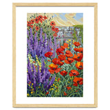 Vibrant Summer Poppy and Lavender Garden Oil Painting thumbnail
