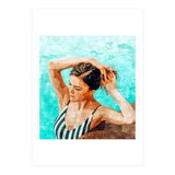 Simulacrum | Modern Bohemian Woman Swim | Summer Swimming Pool Fashion Watercolor Painting (Print Only) thumbnail