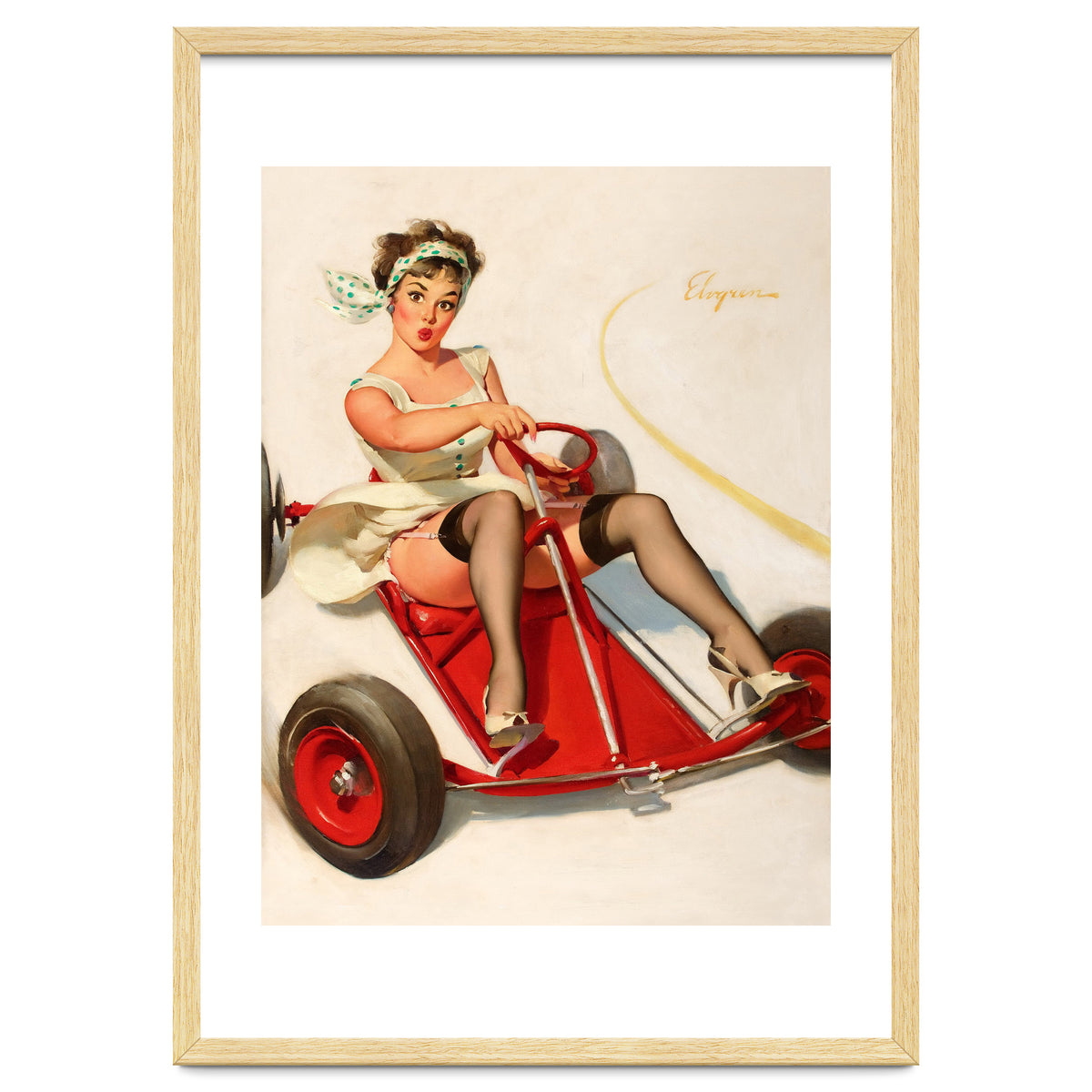 Pinup Sexy Girl On A Go Cart Car