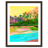 Tropical Backwaters Of Kerala, Nature Jungle Forest Landscape Painting, Dreamy Scenic Travel Lake Palm Bohemian thumbnail