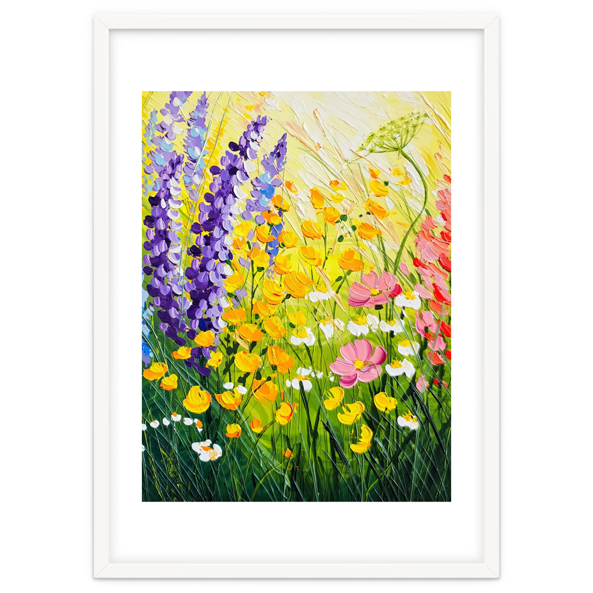 Sun-Drenched Wildflower Meadow Oil Painting