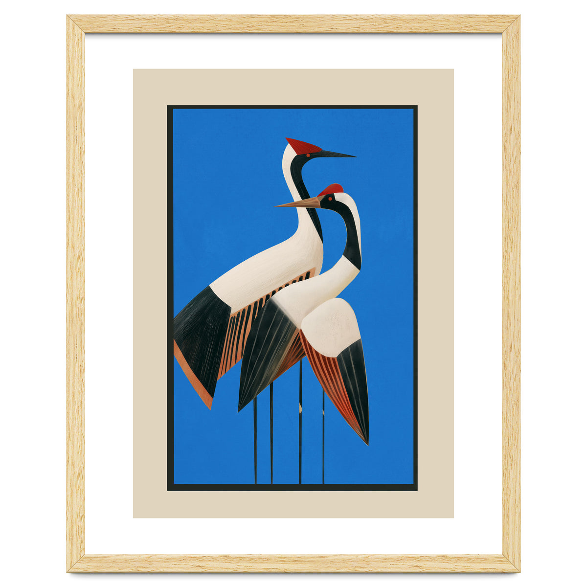 Stillness In Motion Abstract Cranes In Blue