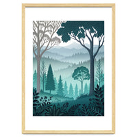 Vibrant Silhouettes in the Misty Teal Highlands