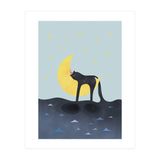 Beauty Sleep - Melting Cat on the crescent moon (Print Only) thumbnail